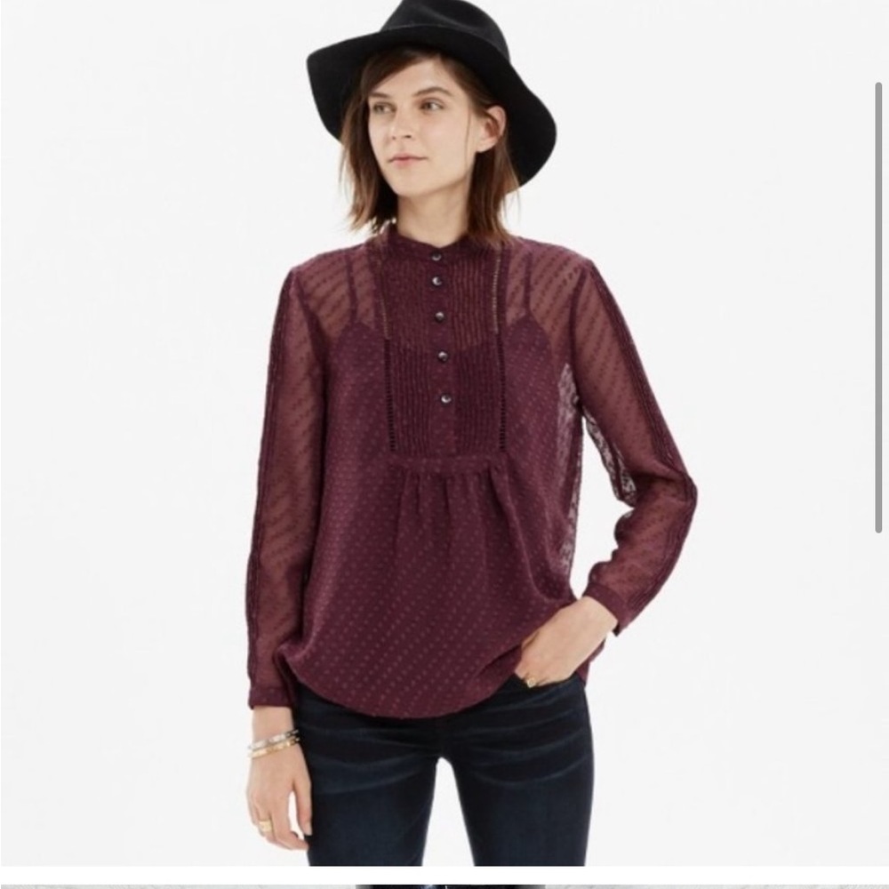 Madewell Burgundy Pintuck Boho Blouse